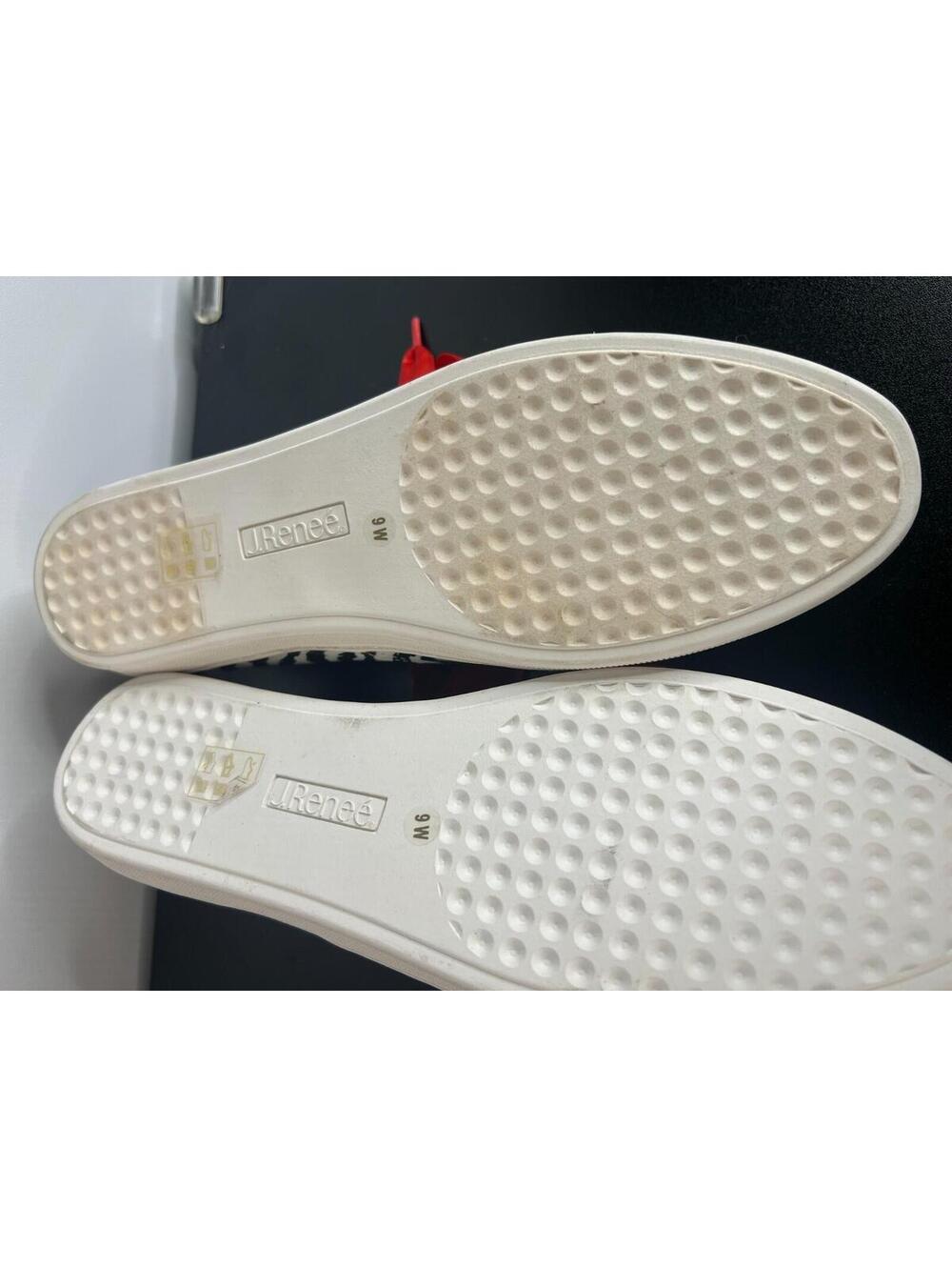 J Renee Zebra Print Sneakers 9Wide  Rhinestone Toe Red Ribbon Lace Fashion Shoes - Picture 12 of 15